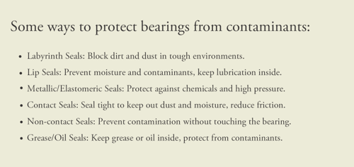 some ways to protect bearings from contaminants
