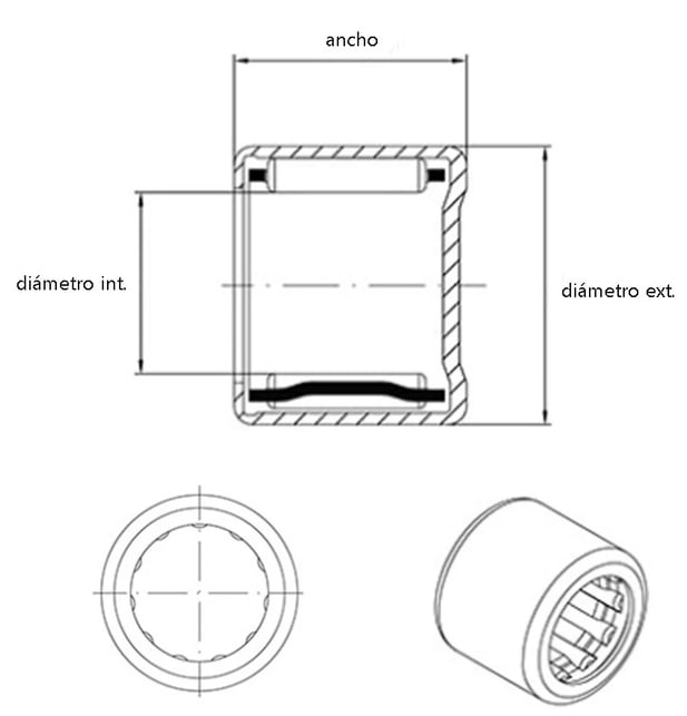 Mediciones de rodamientos de agujas