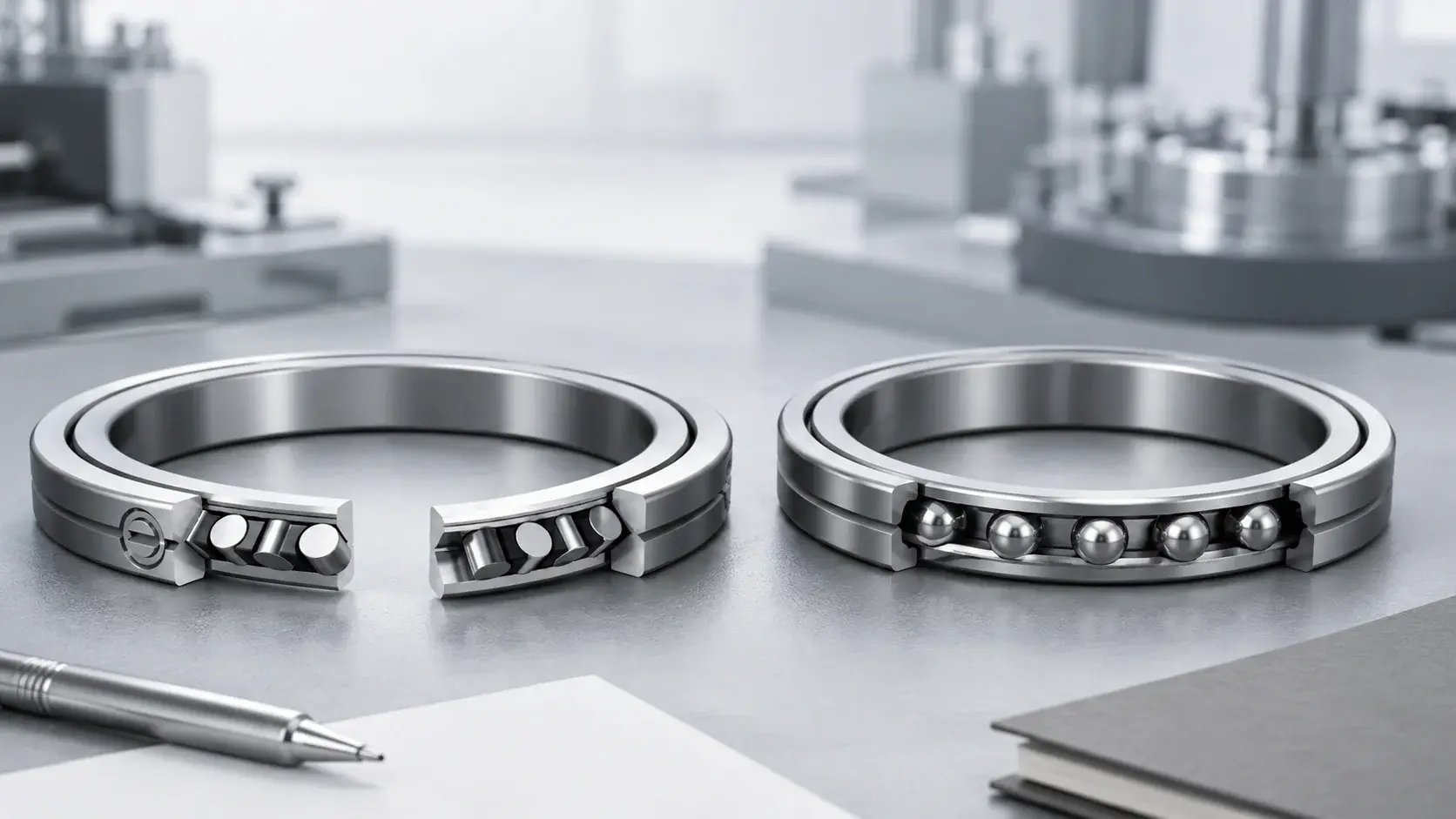 Crossed roller bearings and ball bearings solve different design problems. Final selection depends on load direction, speed, rigidity, mounting space, accuracy, cost target, and RFQ requirements.