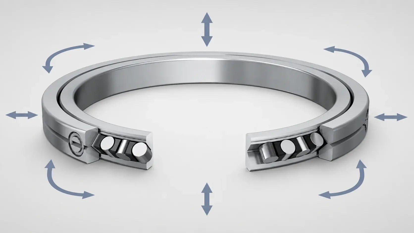 Crossed roller bearings use rollers arranged in alternating directions, which can support radial, axial, and moment loads in a compact design when properly selected and mounted.
