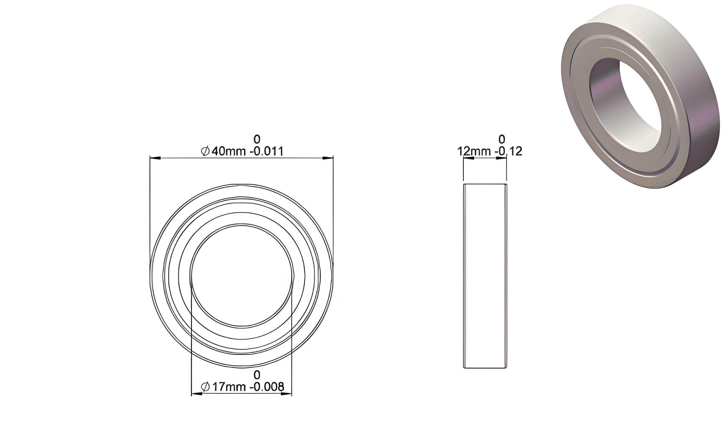 Dimensions of the 6203DU Bearing