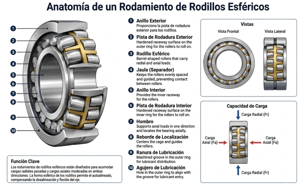 Anatomía de un Rodamiento de Rodillos Esféricos