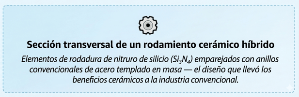 Sección transversal de rodamiento cerámico híbrido
