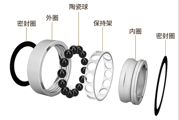 陶瓷球轴承的组件