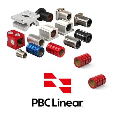 PBC Linear round shaft bearings and actuators