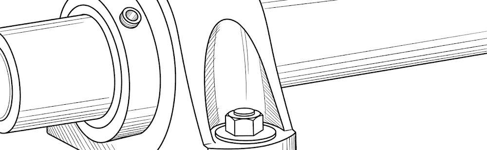 Pillow block bearing housing bolt with washer bridging over the mounting slot