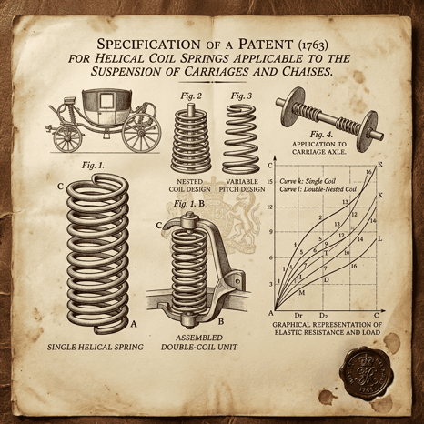 Richard Tredwell 1763 Great Britain Patent No 792 helical coil springs for carriage suspension