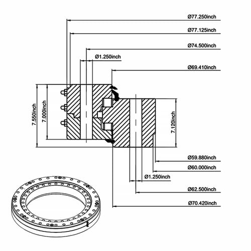 Three-Row Cross Roller Slewing Ring Bearing