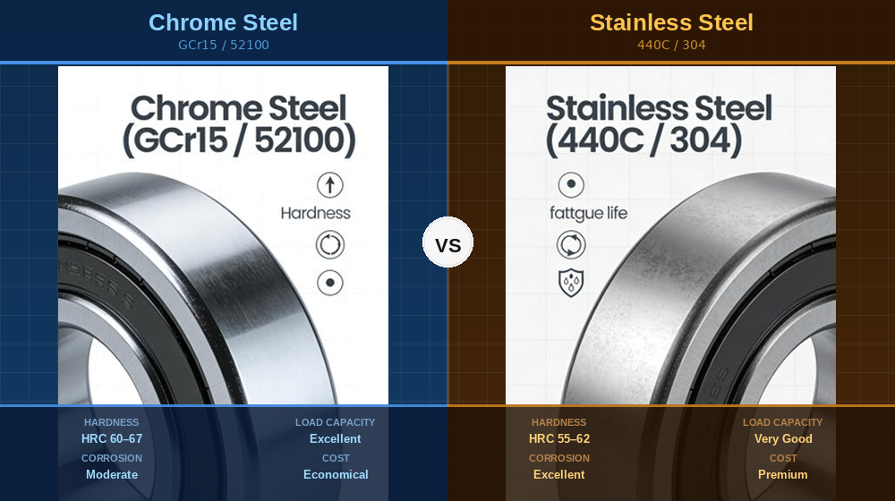 Stainless Steel vs. Chrome Steel Bearings