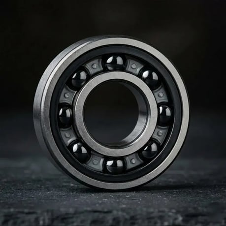 Hybrid ceramic ball bearing with steel rings and black silicon nitride rolling elements — combining corrosion resistance with high-speed performance