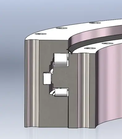 TR series three-row roller slewing ring bearing cross-section diagram