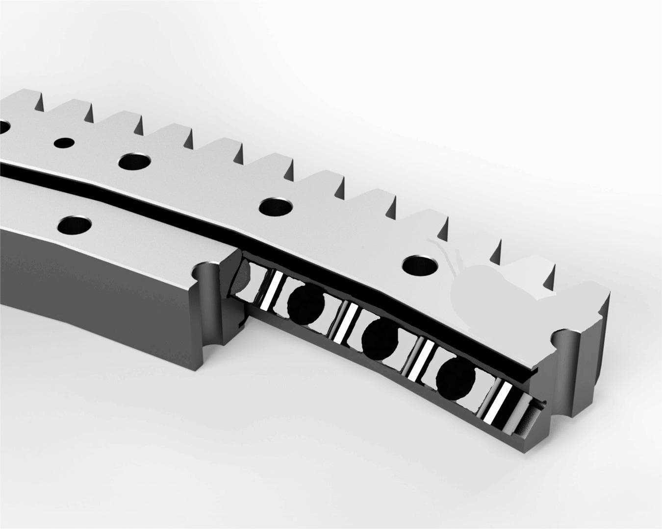 Cross Roller Slewing Ring Bearing diagram showing alternating 90-degree roller arrangement